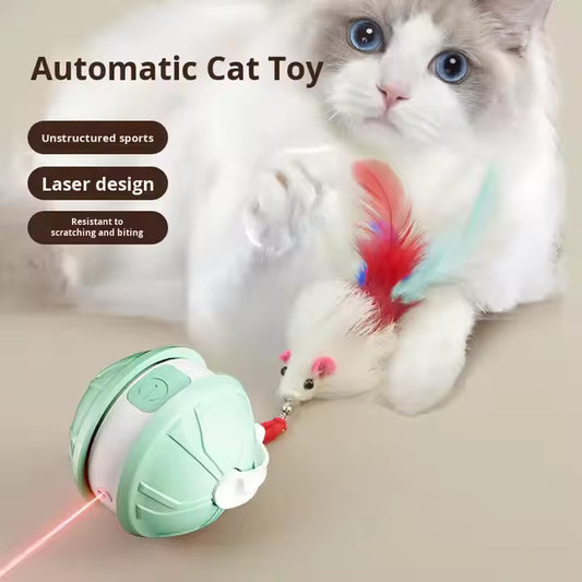Automatic Electric Laser Cat Toy Eco-Friendly Real Fur Teaser Artifact Cross-Border Interactive Plastic Ball for Cats