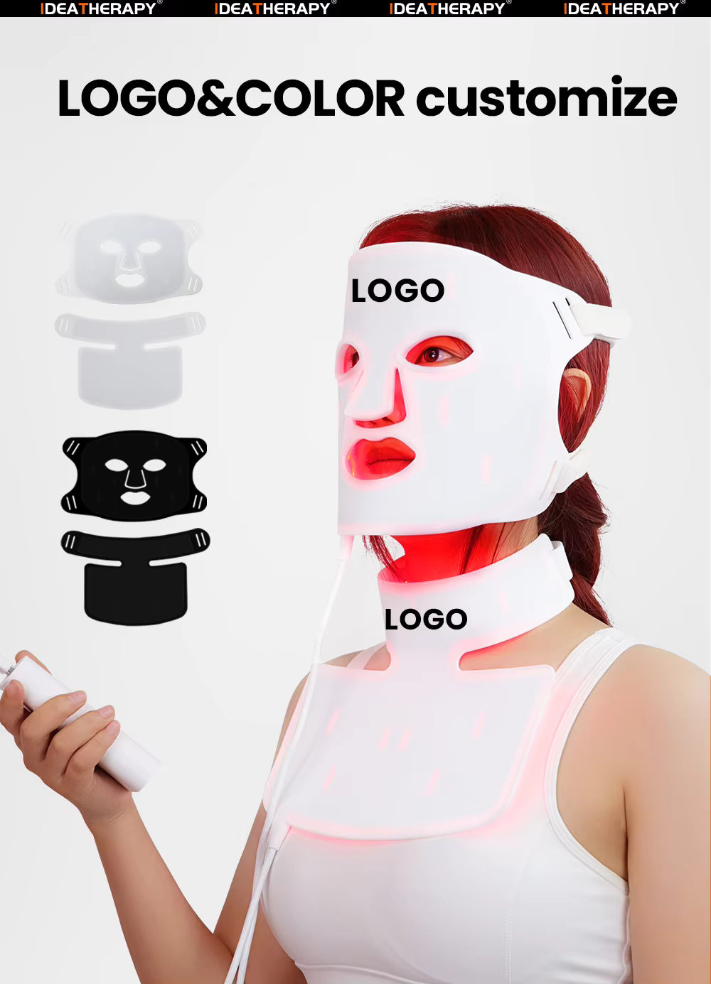 IDEATHERAPY 510K Professional Silicone Red Light Therapy Face Neck Mask Red Light Therapy Mask Led Facial Mask