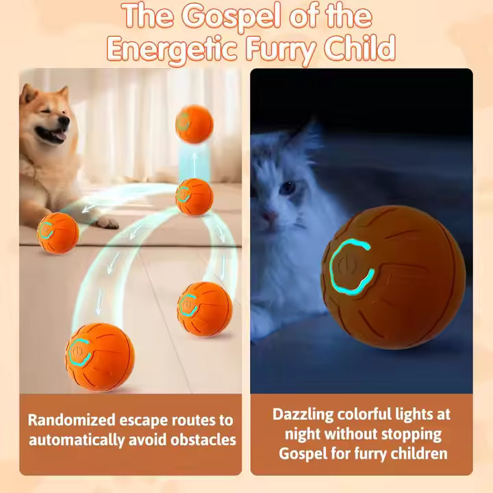 ZMaker 2025 New Automatic Moving Shaking Dog Toy Ball Interactive Rolling Dog Ball Toy Smart Moving Rolling Ball Toy
