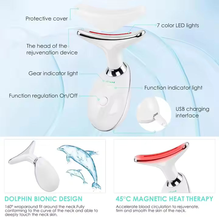 Hot Sale Beauty Electric Neck Face Lifting Deviceneck Tool Light Therapy 3 in 1 Portable Hand Held Facial Massage Machine