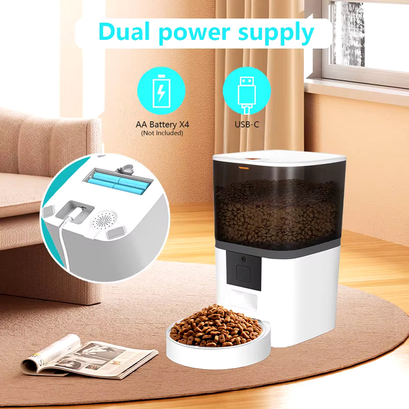 Tuya App Remote Control 6L Cat Dog Automatic Pet Feeder Dry Food Dispenser Wifi Smart Pet Feeder Pet Food Dispenser