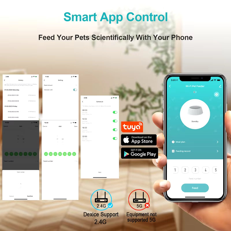 Tuya App Remote Control 6L Cat Dog Automatic Pet Feeder Dry Food Dispenser Wifi Smart Pet Feeder Pet Food Dispenser