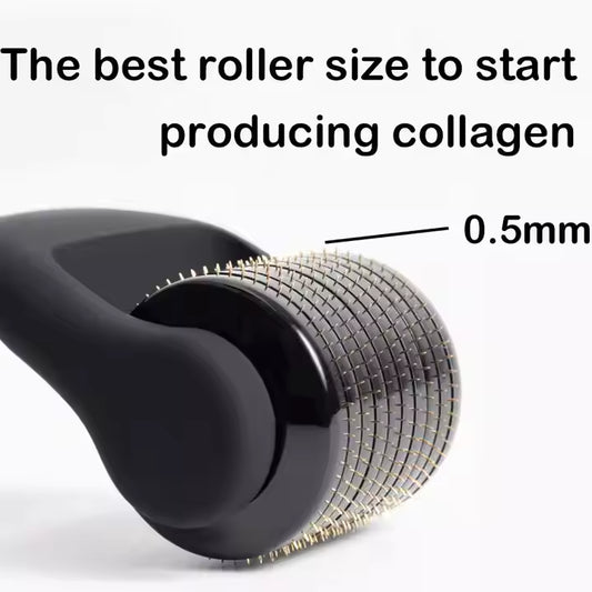 Matte Black Derma Roller Dermaroller 05 for Face Body Beard Hair Growth Titanium Dermaroller Beard Roller for Men and Women