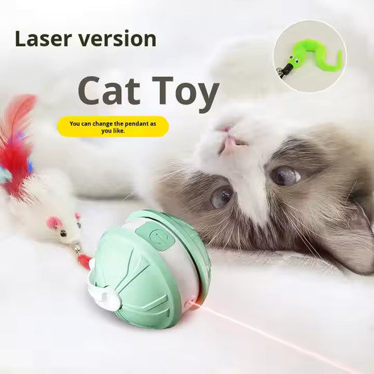 Automatic Electric Laser Cat Toy Eco-Friendly Real Fur Teaser Artifact Cross-Border Interactive Plastic Ball for Cats