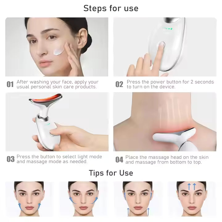 Hot Sale Beauty Electric Neck Face Lifting Deviceneck Tool Light Therapy 3 in 1 Portable Hand Held Facial Massage Machine