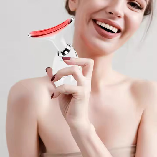 Hot Sale Beauty Electric Neck Face Lifting Deviceneck Tool Light Therapy 3 in 1 Portable Hand Held Facial Massage Machine
