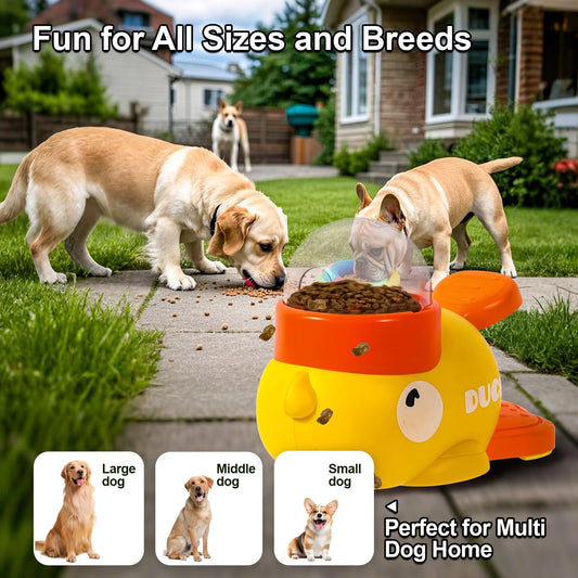 ZMaker New Yellow Duck Shaped 2-in-1 Dog Slow Feeder Puzzle Toy Dog Interactive Treat Dispenser Toy Slow Feeder Toy