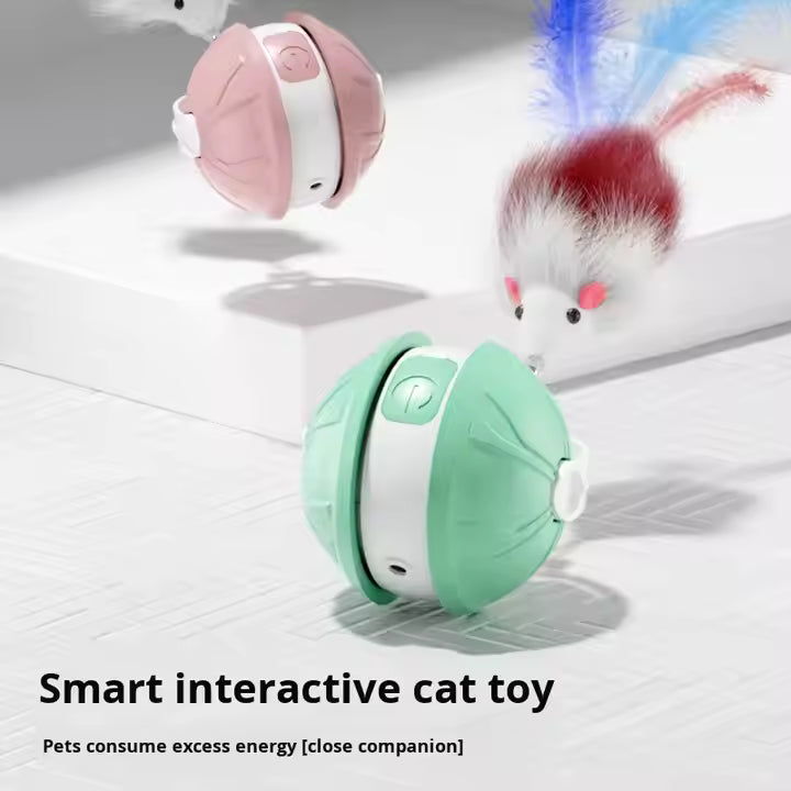 Automatic Electric Laser Cat Toy Eco-Friendly Real Fur Teaser Artifact Cross-Border Interactive Plastic Ball for Cats