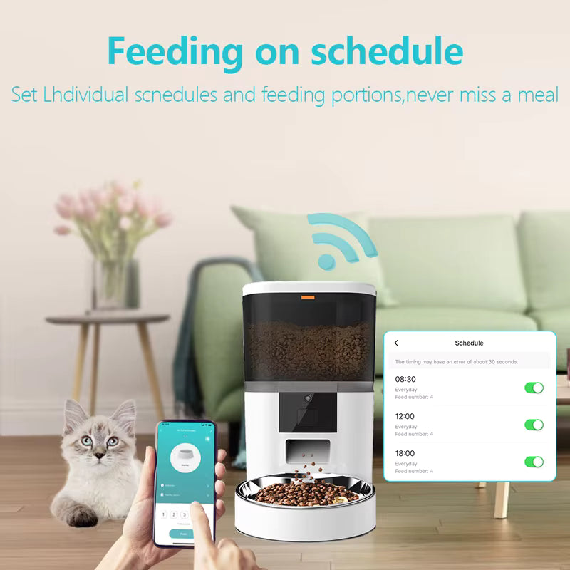 Tuya App Remote Control 6L Cat Dog Automatic Pet Feeder Dry Food Dispenser Wifi Smart Pet Feeder Pet Food Dispenser